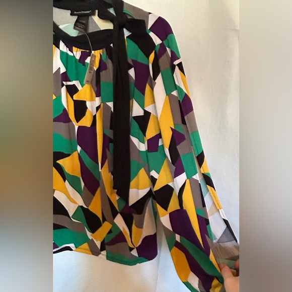 Ashley Stewart - Multicolor Geometric Blouse - Picture 8 of 11